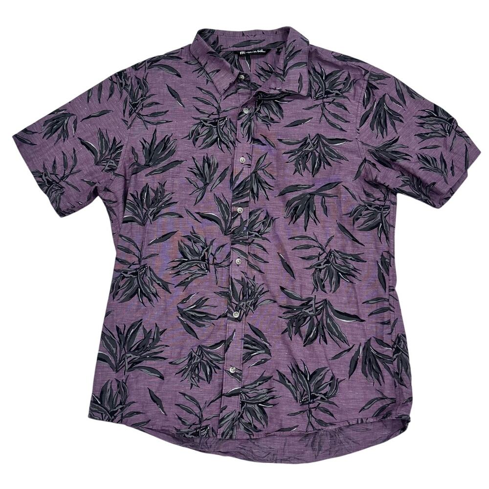 TravisMathew Tropical Leaf Golf Shirt Purple Men's XL